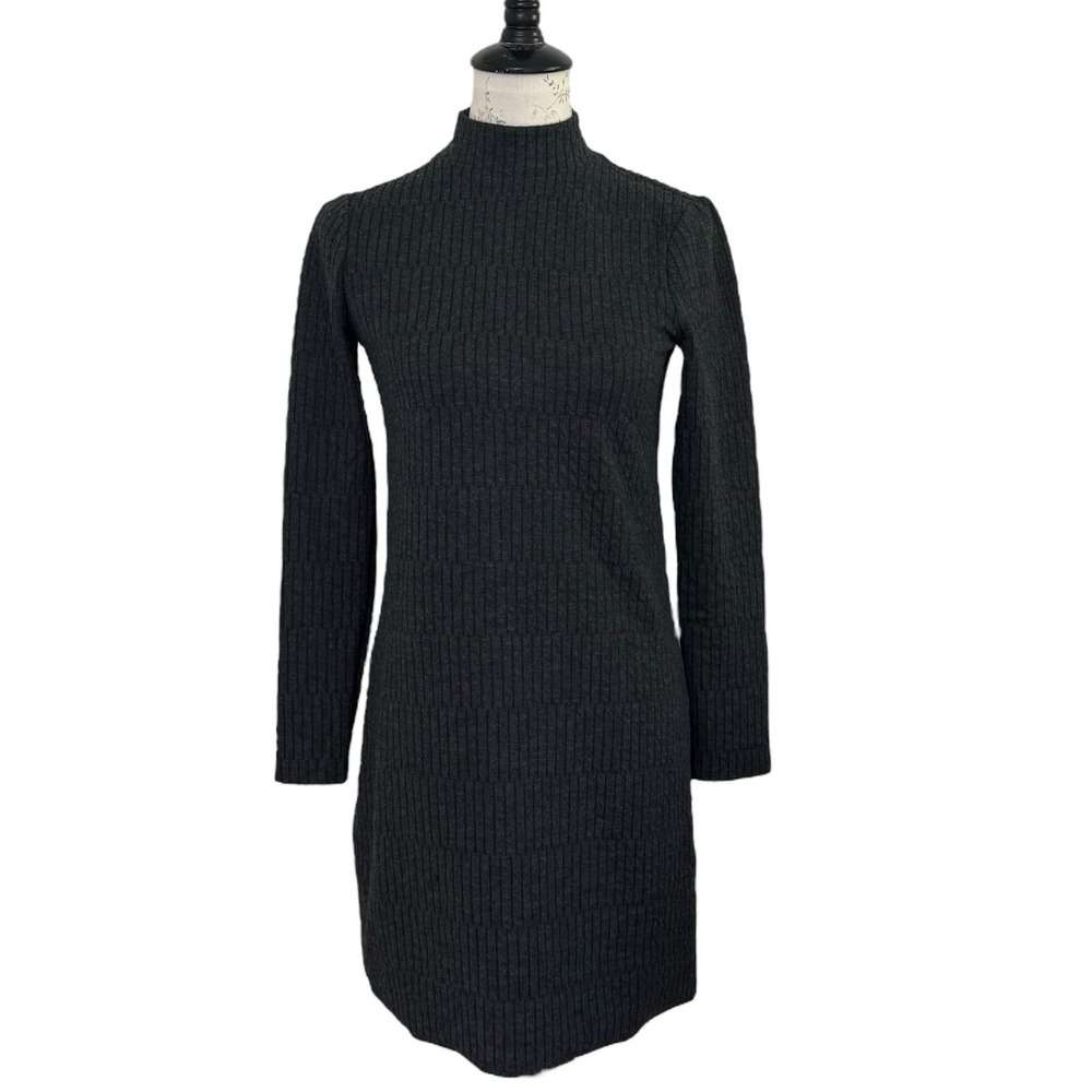 White House Black Market Ribbed Mock Neck Dress Women's Size‎ SMALL Gray WHBM